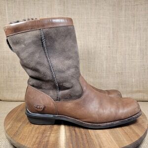 UGG Australia‎ Brookfield Boots Sheepskin Leather Suede Brown Lined Women's 10